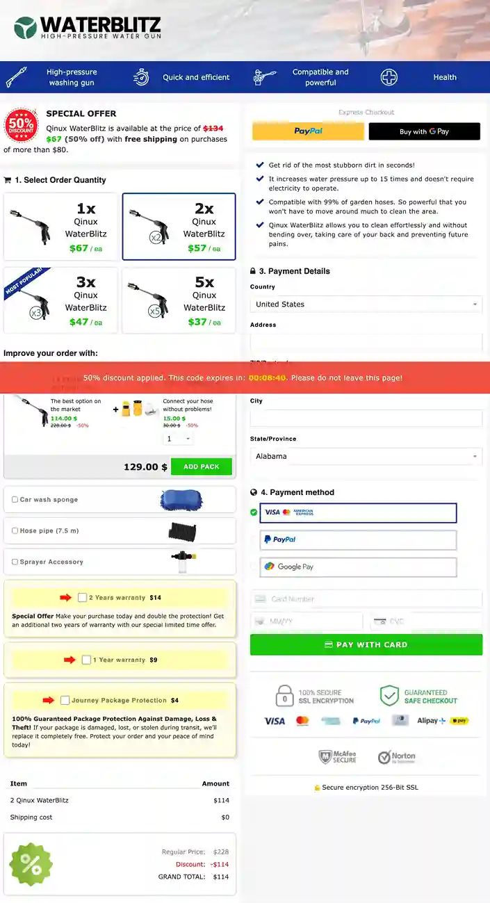 Waterblitz Official Secure Order Page — SSL Encrypted Checkout